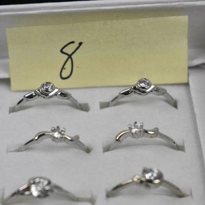 Qty 6 Costume Jewelry Rings size 8 - New