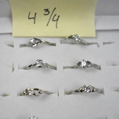 Qty 7 Costume Jewelry Rings size 4.75 - New