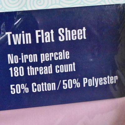 Twin Flat Sheet Light Pink & Twin Sheet Set Ivory & Floral - New