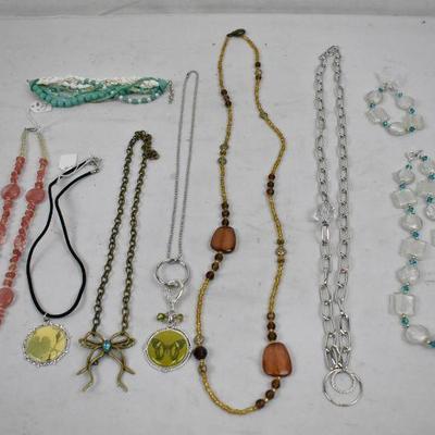 9 Piece Costume Jewelry, 7 Necklaces & 2 Bracelets