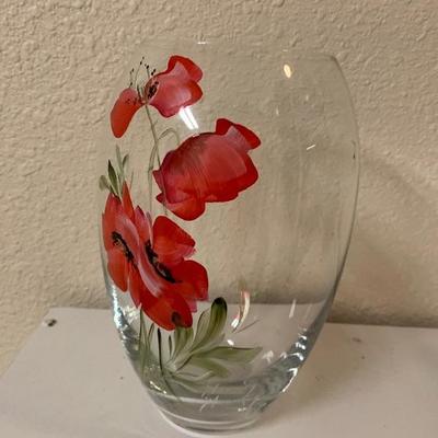 Hand Painted Rossvar Poppy Vase