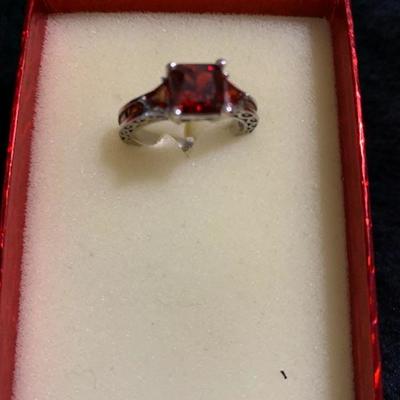 Simulated Ruby Ring in .925 silver