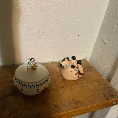 Native American Storytellers trinket box and effigy 