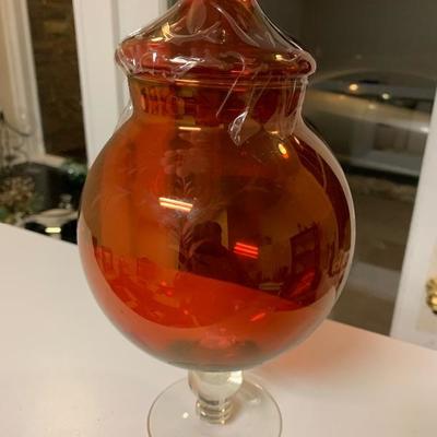 vintage Red glass Apothecary/Candy Jar