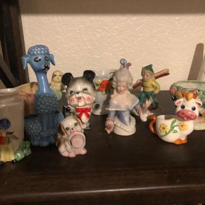 Large lot of 9 porcelain figurines and planters