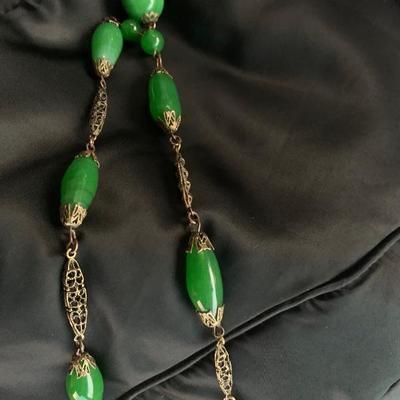 Art Deco Period  green Jade Necklace