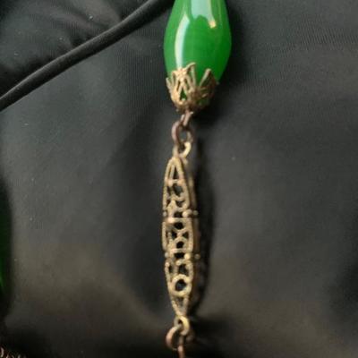 Art Deco Period  green Jade Necklace