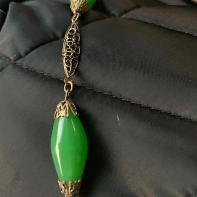 Art Deco Period  green Jade Necklace