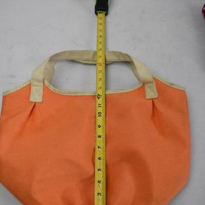 2 Tote Bags: Orange/Tan & Red w/ White Polka Dots