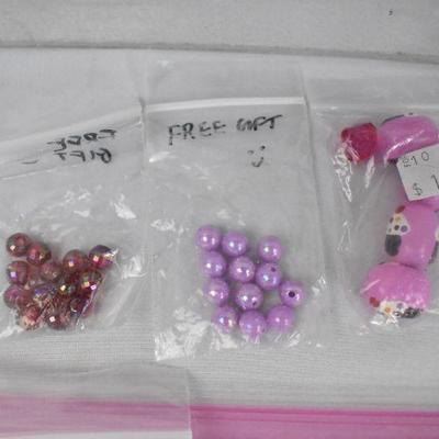 Lot of Chunky Beads for Jewelry Making: Red, Purple, Some Pink & Yellow