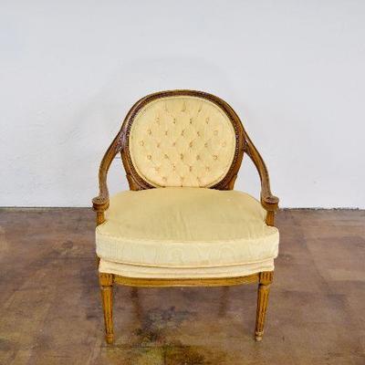 Ornate Accent Chair with Tufted Back and Fluted Legs