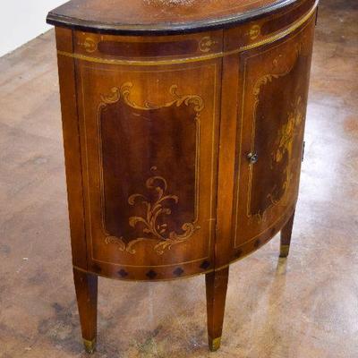 Beautiful Ornate Demilune Table with Floral Design