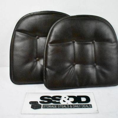 Set of 2 Chair Cushions, Dark Brown Leather-Like, 17x15.5x1.5