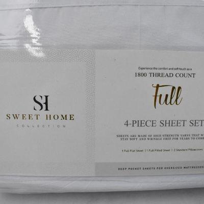 Sweet Home Collection Full 4-Piece Sheet Set, 1800 Thread Count - New