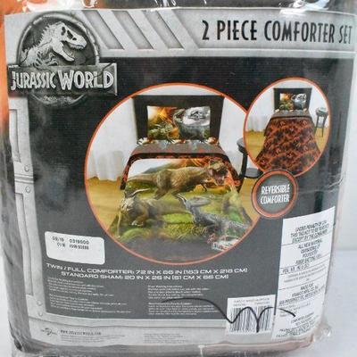 Jurassic World 2 'Eruption' Dinosaurs Twin/Full Reversible Comforter Set - New