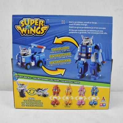 Super Wings Paul's Police Cruiser Transforming Toy Vehicle Set - New