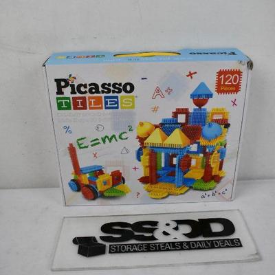PicassoTiles 120 Pieces, Bristle Shape 3D Building Blocks - New, Damaged Box