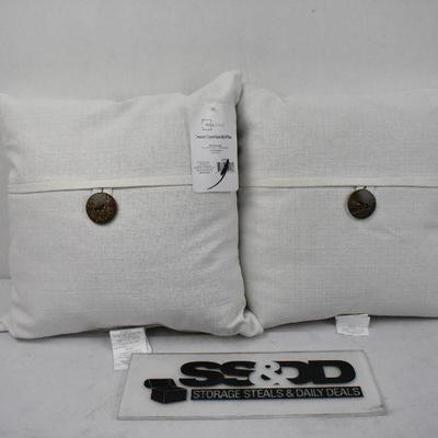 Pair of Coconut Button Decorative Pillows, 18x18