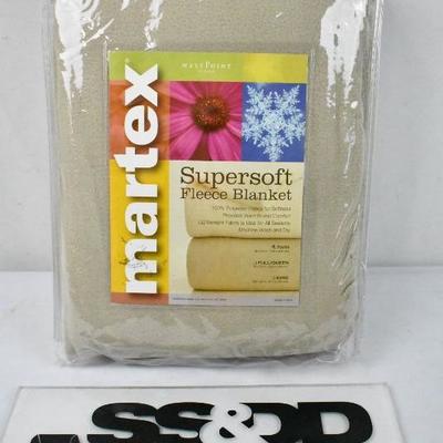 Martex Super Soft Fleece Blanket, Twin Linen - New