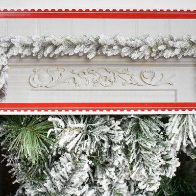 Holiday Time Winter Frost Flocked Unlit Garland, 9' - New