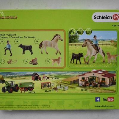 Farm World, Western Riding Multipack (Horse w/ Rider, Dog, Calf) Toy Set - New