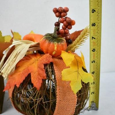 Way to Celebrate Decor Lot: Pumpkin, Flower Tabletop, & Pre Lit Twig Pumpkin