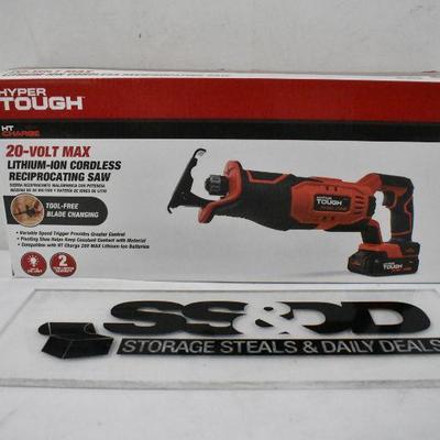 Hyper Tough 20-Volt Max Lithium-Ion Cordless Reciprocating Saw w/ Charger - New