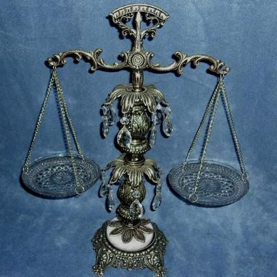 Mid Century Hollywood Regency Decorative  Libra Scales of Justice
