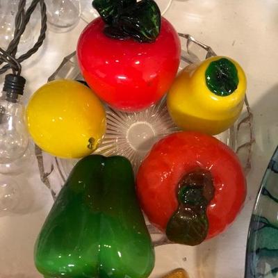 Vintage Murano Glass Fruits Apple, Orange, Lemon, Pear 