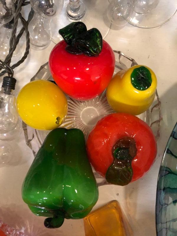 Vintage Murano Glass Fruits Apple, Orange, Lemon, Pear