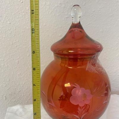 Red Lustreware Apothecary Jar