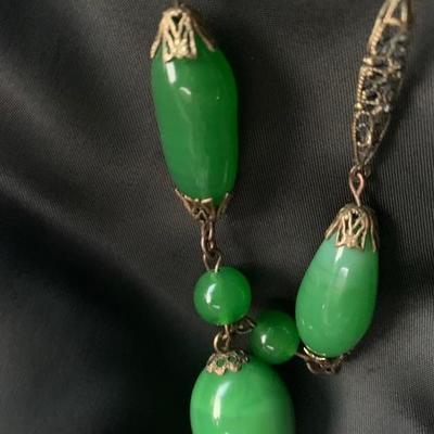Art Deco Period  green Jade Necklace