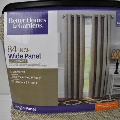 Pair of BH&G Tan Basketweave Curtain Panels - New, Small mark on one as pictured