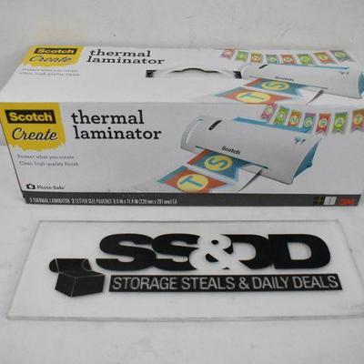 Scotch Craft Thermal Laminator and 2 Letter Size Pouches - New, Open Box