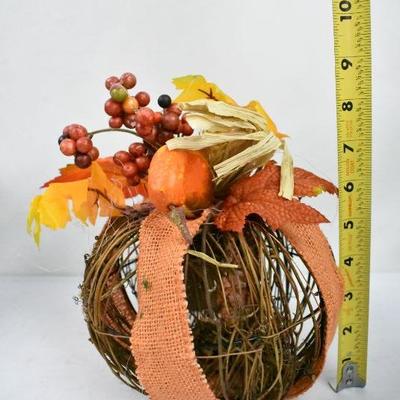 Way to Celebrate Decor Lot: Pumpkin, Flower Tabletop, and Twig Pumpkin - New