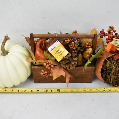 Way to Celebrate Decor Lot: Pumpkin, Flower Tabletop, and Twig Pumpkin - New