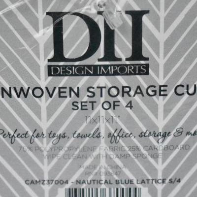 Set of 4 Fabric Storage Bins by DII, Navy & White, 11
