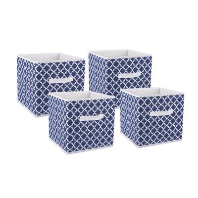 Set of 4 Fabric Storage Bins by DII, Navy & White, 11