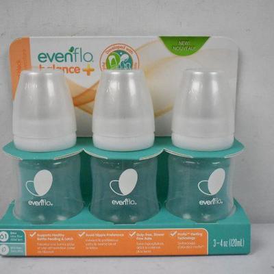 3x Evenflo Feeding Balance, Standard Neck Plastic Baby Bottles  4oz - New