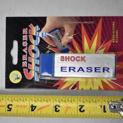 5 pc Practical Joke Shocking Toys: 3 Remotes, 1 eraser, 1 stack of coins - New