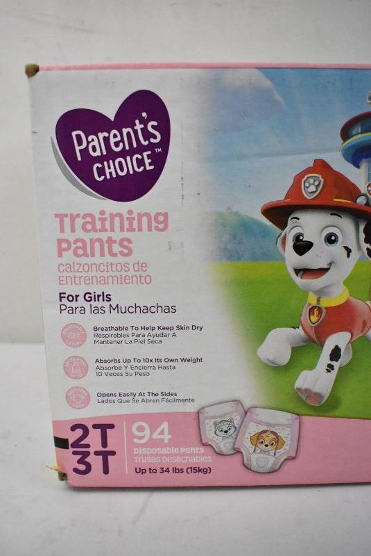 Parent's Choice Training Pants for Girls, Size 2T-3T, 94 Count - New