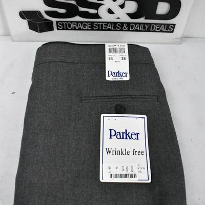 Parker Men's Pants Waist 54 Length 38, Dark Gray - New
