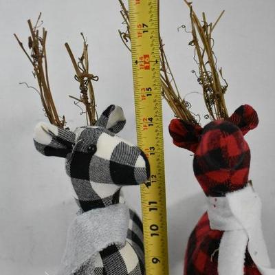 Holiday Time Large Fabric Deer Tabletop Christmas Decorations - New