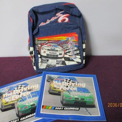 Lot 120 - NASCAR Calendar & Mark Martin Backpack