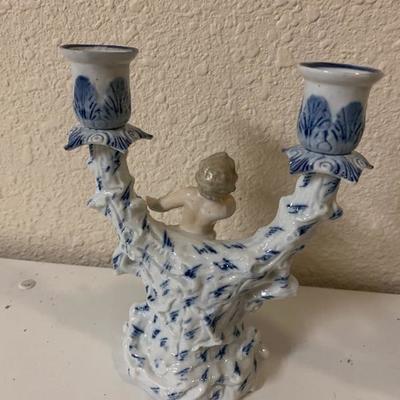 Antique Meissen Blue Onion Candleabras