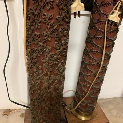 Vintage Oak and Iron Table lamps