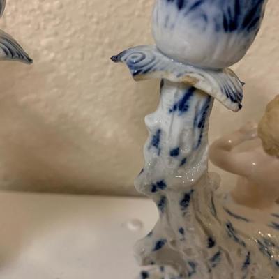 Antique Royal Dux Style Porcelain Candleabras 