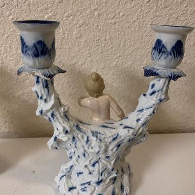 Antique Royal Dux Style Porcelain Candleabras 