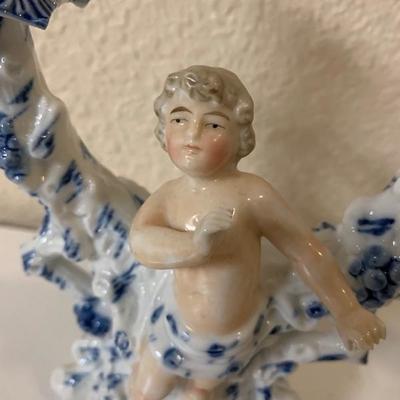 Antique Royal Dux Style Porcelain Candleabras 