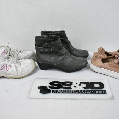 3 pairs of Women's Shoes. New Balance, Easy Street, Rock & Candy, Size 9.5-10